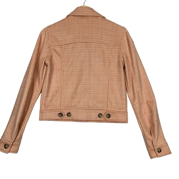 Bagatelle Suede Button Up Shacket Pink Chore Jacket Womens Size XS Houndstooth - Picture 2 of 12